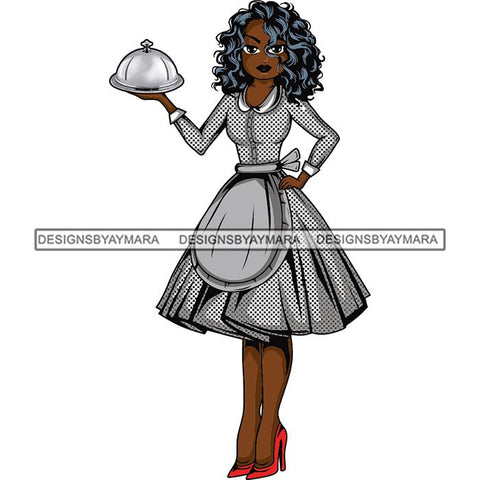 Afro Chef Lola Cooker Cooking Culinary Profession .SVG Clipart Vector Cutting Files For Circuit Silhouette Cricut and More!