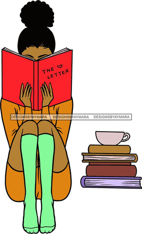 Woman Reading A Book Education Smart Classy Lady Drinking Coffee Wine .SVG Cutting Files For Silhouette Cricut and More!