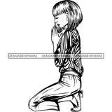 Afro Lola Woman Praying God Lord Knee Prayers Pray Believe Church .SVG PNG JPG Clipart Vector Cutting Files