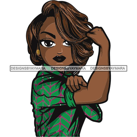Afro Strong Lola Flexing We Can Do It Woman Power .SVG Cutting Files For Silhouette Cricut and More!