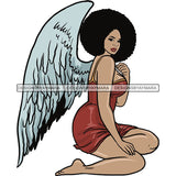 Afro Angel Black Woman SVG Cutting Files For Silhouette Cricut and More