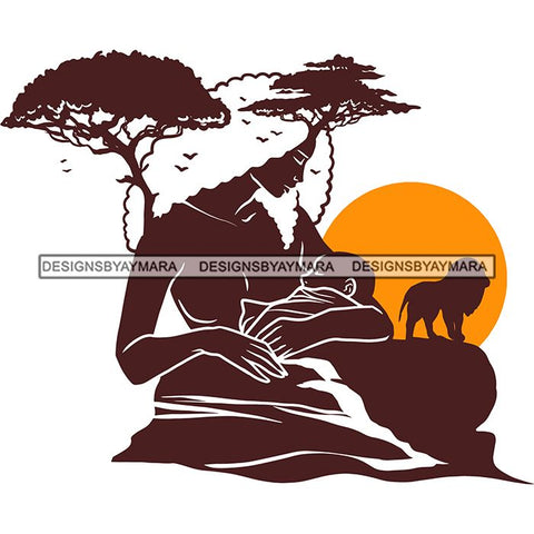 Sensual African Mother Silhouette Goddess Safari Africa Nature Exotic Culture SVG Cutting Files.