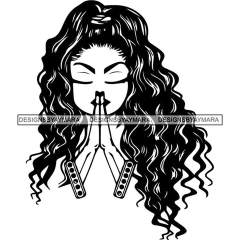 Afro Lola Praying Begging Asking God Lord Faith Strength .SVG Vector Clipart Cutting Files For Silhouette Cricut and More!