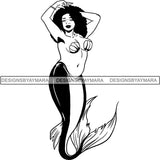 Afro Black Woman Mermaid Aquatic Creature  SVG Cutting File For Silhouette and Cricut