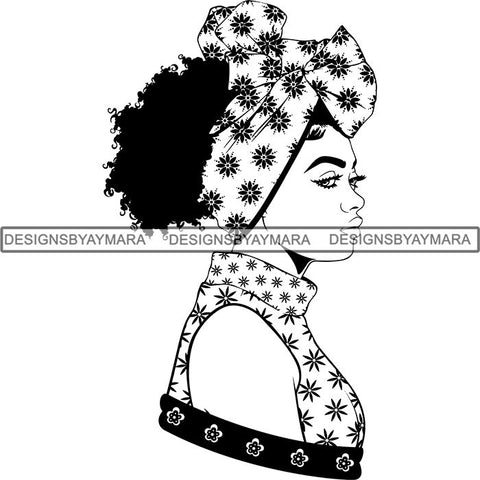 Beautiful Woman Turban Head Wrap Hairstyle SVG Files For Cutting and More!