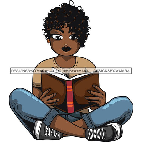 Afro Lola Reading Education Smart Woman .SVG Cutting Files For Silhouette Cricut and More!