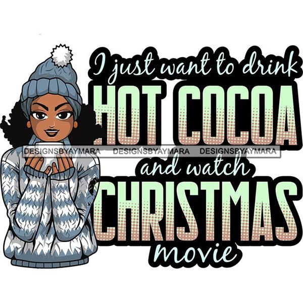 Afro Lola Christmas Hot Coffee Winter Santa Quotes .SVG Cutting Files For Silhouette and Cricut and More!