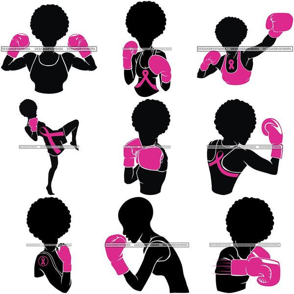 Bundle 9 Strong Afro Woman SVG Cancer Survivor Cutting Files For Silhouette Cricut and More