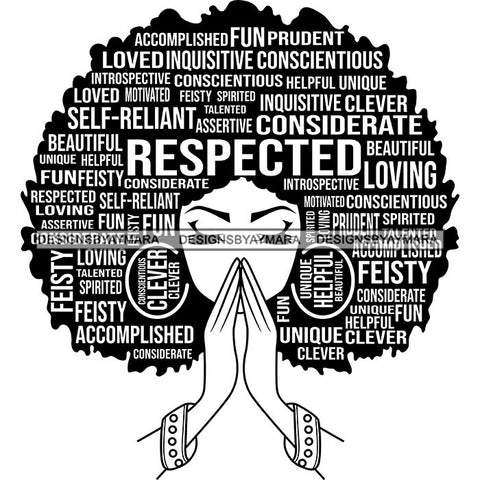 Afro Woman Praying Hair Quotes Educated Smart Queen SVG Cutting Vector Files Cricut Silhouette Best Price!
