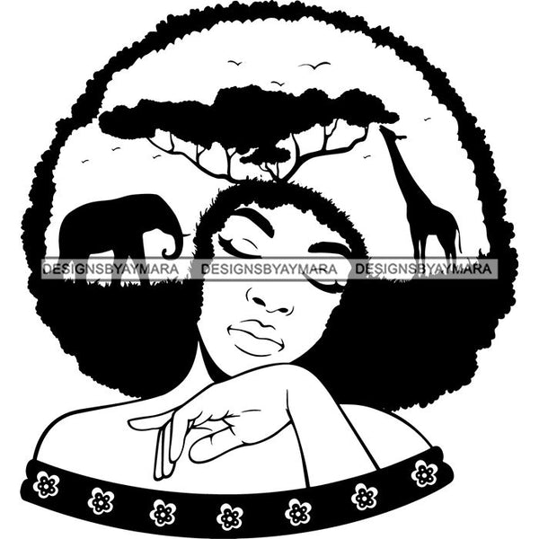 African American Woman Goddess Safari Savanna Africa Continent SVG Files For Cutting and More!
