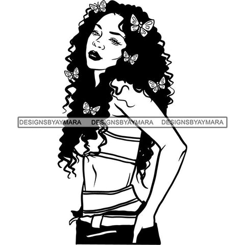 Ebony Afro Woman Nubian Melanin Brown Skin Makeup Model Glasses Accesories SVG Cut Files