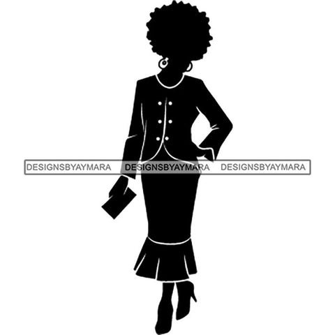 Afro Classy Church Lady Silhouette Glamour Beautiful Model SVG Files For Cutting and More!