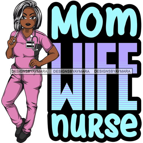 Afro Lola Nurse Medical Occupation SVG Cutting Files For Cricut Silhouette and More