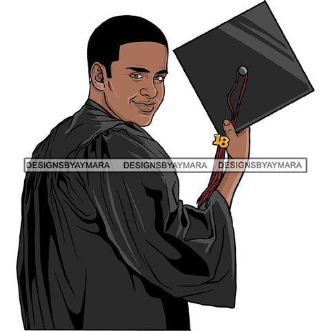 Graduation Man Achievement Hard Work Diploma Success Robe Cap Certificate College SVG Cutting Files