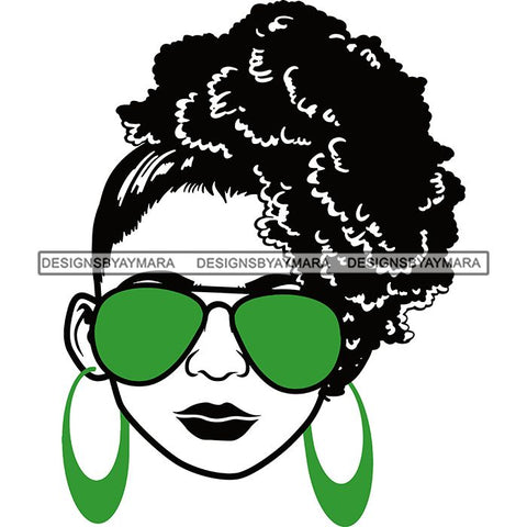 Afro Lola Boss Lady Dope Diva Glamour Wearing Glasses Accesories .SVG Cut Files