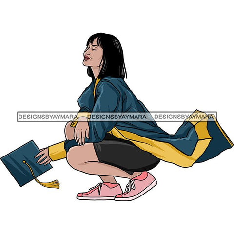 Graduation Achievement Hard Work Diploma Success Robe Cap Certificate College SVG Cutting Files