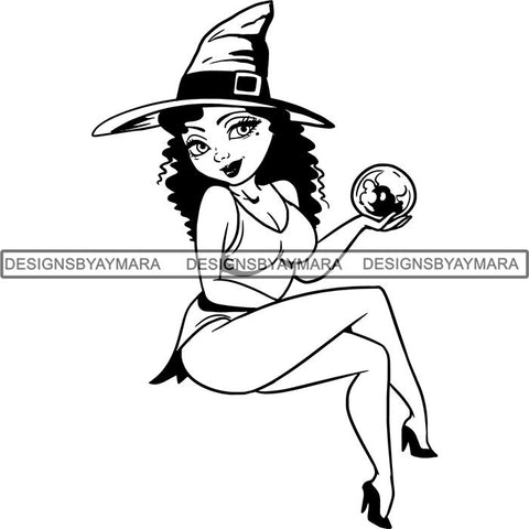 Afro Sexy Witches Halloween SVG Cutting Files For Silhouette Cricut and More
