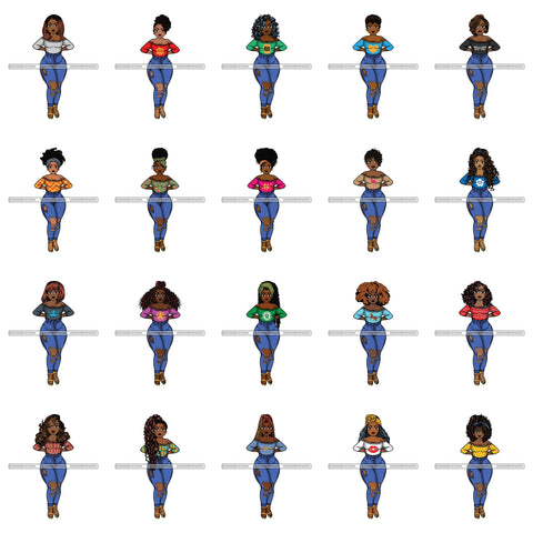 Bundle 20 Afro Lola Sassy Exotic Curvy Thick Goddess .SVG Cutting Files For Silhouette and Cricut and More!