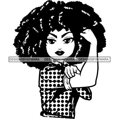 Afro Strong Lola Flexing We Can Do It Woman Power .SVG Cutting Files For Silhouette Cricut and More!