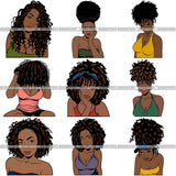 Bundle 9 Afro Melanin Popping Hair Style SVG Files For Cutting and More