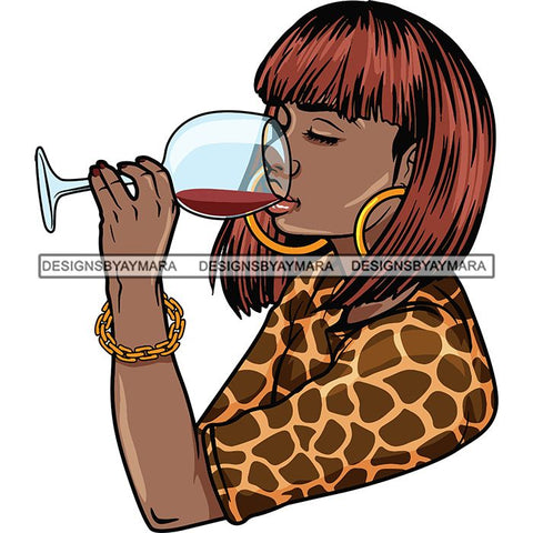 Afro Lola Drinking Wine Life Relax Chilling SVG Cutting Files For Silhouette Cricut and More! Amazing Graphics!