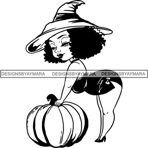 Afro Sexy Witches Halloween SVG Cutting Files For Silhouette Cricut and More