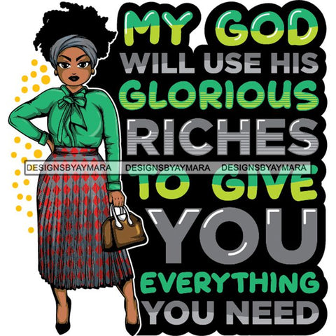 Afro Classy Lola Elegance Glamour Church Lady God Lord Dios Quotes .SVG Clipart Vector Cutting Files For Circuit Silhouette Cricut and More!