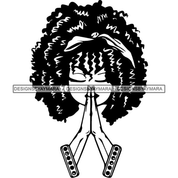 Afro Lola Praying Begging Asking God Lord Faith Strength .SVG Vector Clipart Cutting Files For Silhouette Cricut and More!