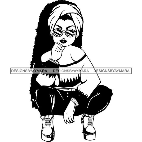 Afro Lola Boss Lady Diva Style Fashion Woman SVG Vector Clipart Cutting Files For Silhouette and Cricut and More!