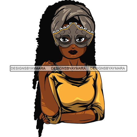 Afro Lola Wearing  Mardi Grass Mask Masquerade Costume SVG Clipart Vector Cutting Files
