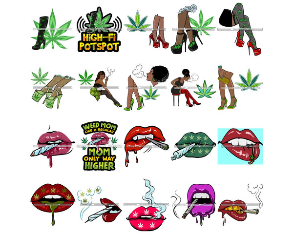 Bundle 20 Marijuana Cannabis Hashish Weed Leaf Grass Dope 420 Hemp Pot Joint Blunt Stoned High Life SVG Cutting Files