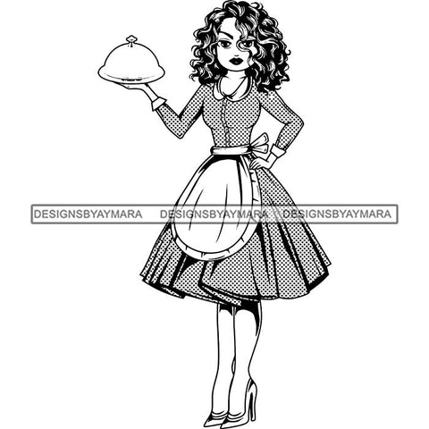 Afro Chef Lola Cooker Cooking Culinary Profession .SVG Clipart Vector Cutting Files For Circuit Silhouette Cricut and More!