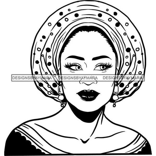 Afro Nubian Melanin Popping Kinky Hair Turban Beautiful African American Woman SVG Cutting Files