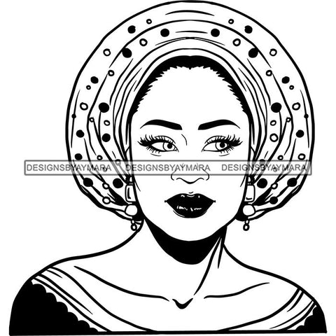 Afro Nubian Melanin Popping Kinky Hair Turban Beautiful African American Woman SVG Cutting Files