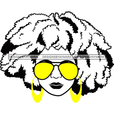 Afro Lola Boss Lady Dope Diva Glamour Wearing Glasses Accesories .SVG Cut Files