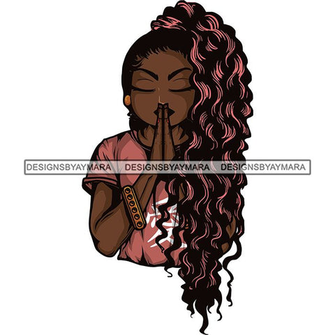 Afro Lola Praying God Lord Prayers In God We Trust .SVG Clipart Cutting Files For Silhouette and Cricut and More!