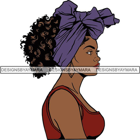 Afro Woman SVG Turban Head Wrap Cutting Files For Silhouette Cricut and More