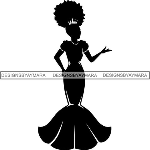 Black Afro Queen Silhouette Style SVG Cut Files