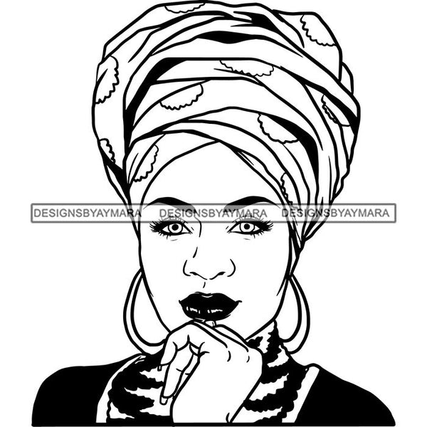 Afro Nubian Melanin Popping Kinky Hair Turban Beautiful African American Woman SVG Cutting Files