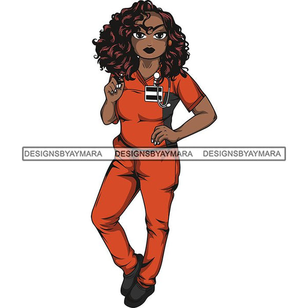 Afro Lola Nurse Medical Occupation SVG Cutting Files For Cricut Silhouette and More