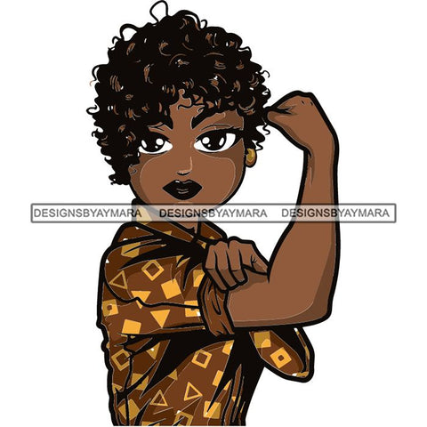 Afro Strong Lola Flexing We Can Do It Woman Power .SVG Cutting Files For Silhouette Cricut and More!