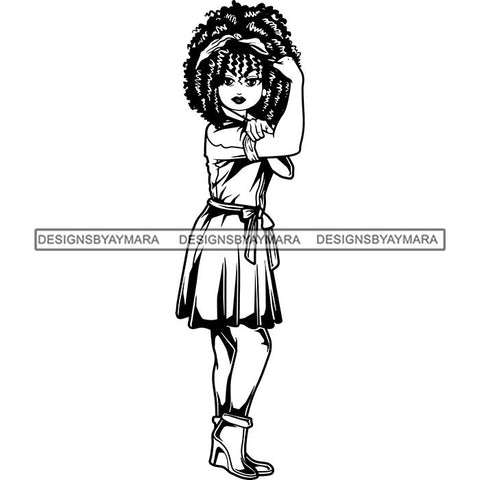 Afro Strong Lola Flexing We Can Do It Woman Power .SVG Cutting Files For Silhouette Cricut and More!