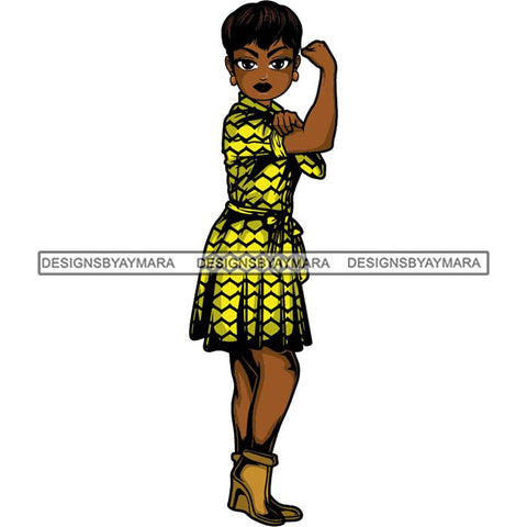 Afro Strong Lola Flexing We Can Do It Woman Power .SVG Cutting Files For Silhouette Cricut and More!