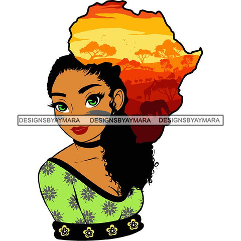 African American Woman Goddess Safari Savanna Africa Continent SVG Files For Cutting and More!