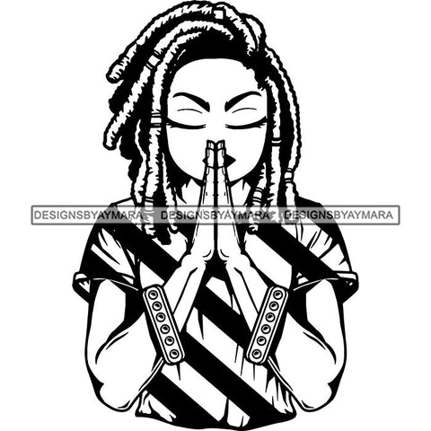 Afro Lola Praying God Lord Prayers In God We Trust .SVG Clipart Cutting Files For Silhouette and Cricut and More!