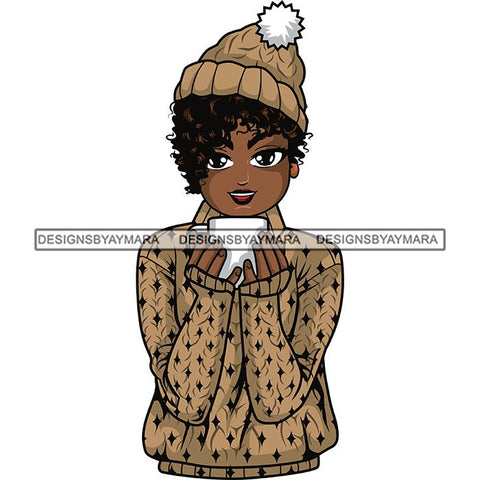 Afro Lola Christmas Winter Hot Coffee Cocoa Mood .SVG Cutting Files For Silhouette and Cricut and More!