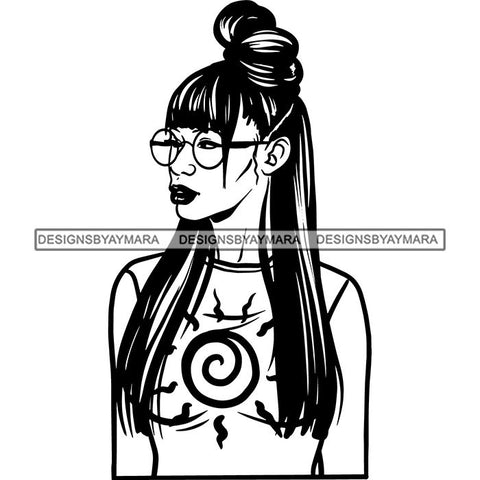 Ebony Afro Woman Nubian Melanin Brown Skin Makeup Model Glasses Accesories SVG Cut Files