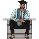 Graduation Man Achievement Hard Work Diploma Success Robe Cap Certificate College SVG Cutting Files