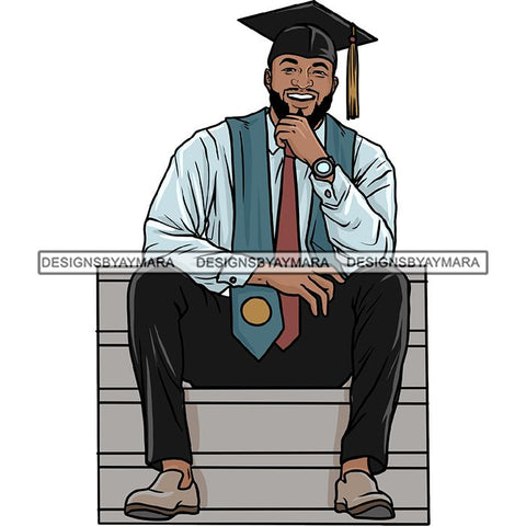 Graduation Man Achievement Hard Work Diploma Success Robe Cap Certificate College SVG Cutting Files