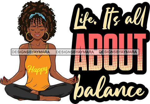 Afro Lola Doing Yoga Inhale Exhale Meditating Relax Meditate .SVG Cutting Files For Silhouette Cricut and More!